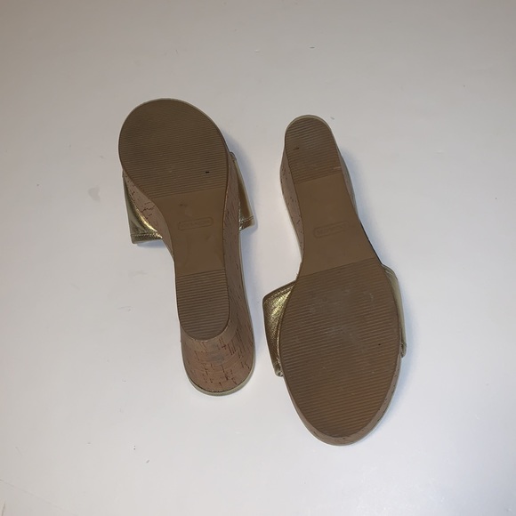 Coach “Judith” Gold Leather Cork Wedges - Women’s Size 7 - Picture 7 of 8